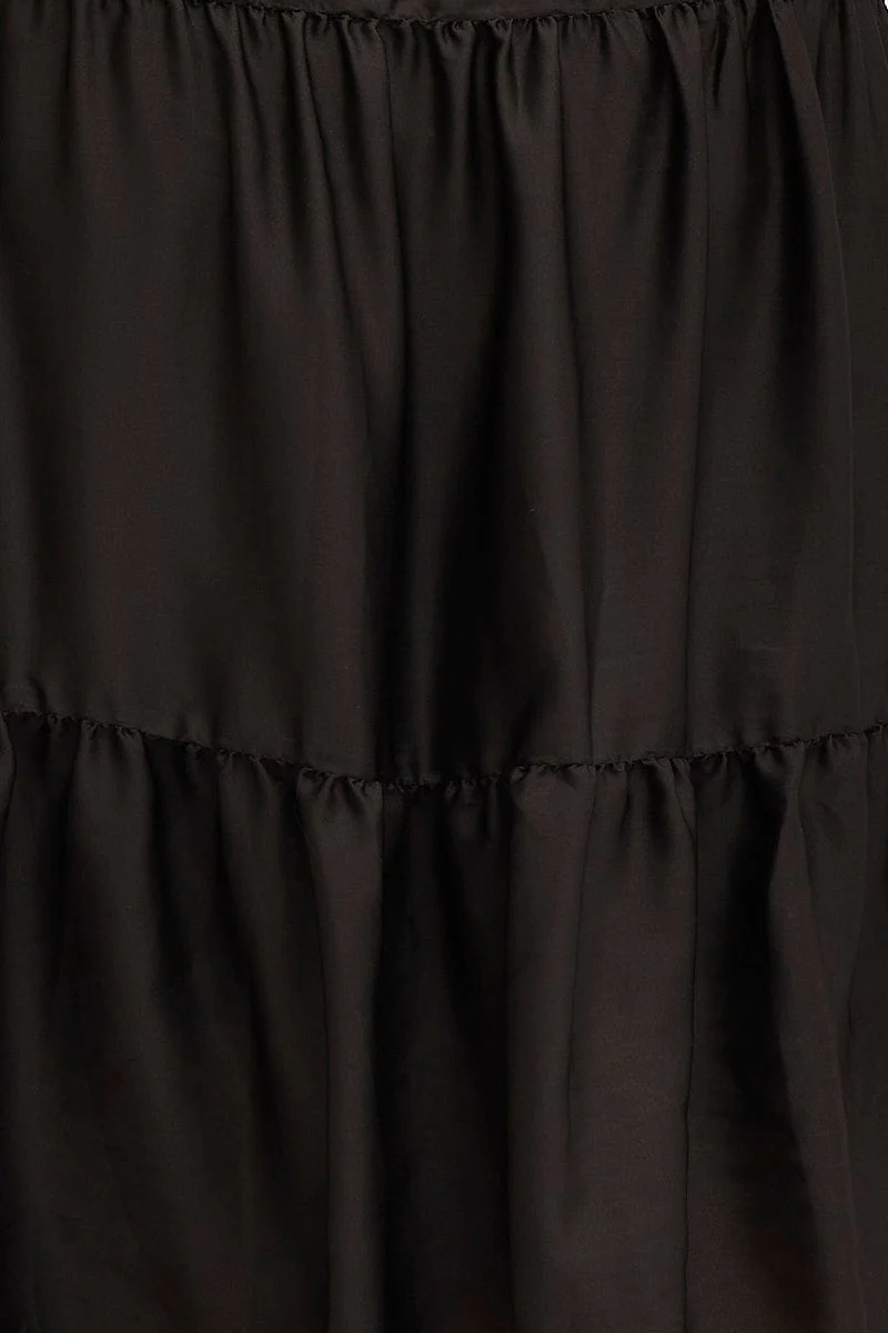 Black Midi Dress One Frill Shoulder - Image 6