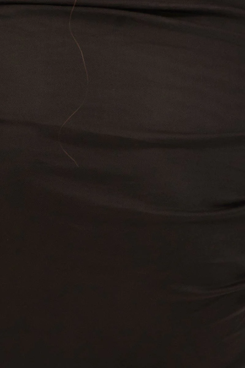 Black Mini Dress Cross Back Ruched Bodycon Mesh - Image 6