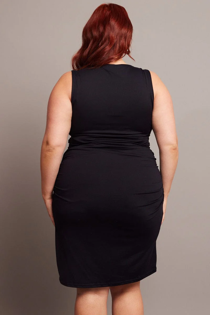 Black Mini Dress Sleeveless Crew Neck Supersoft - Image 5
