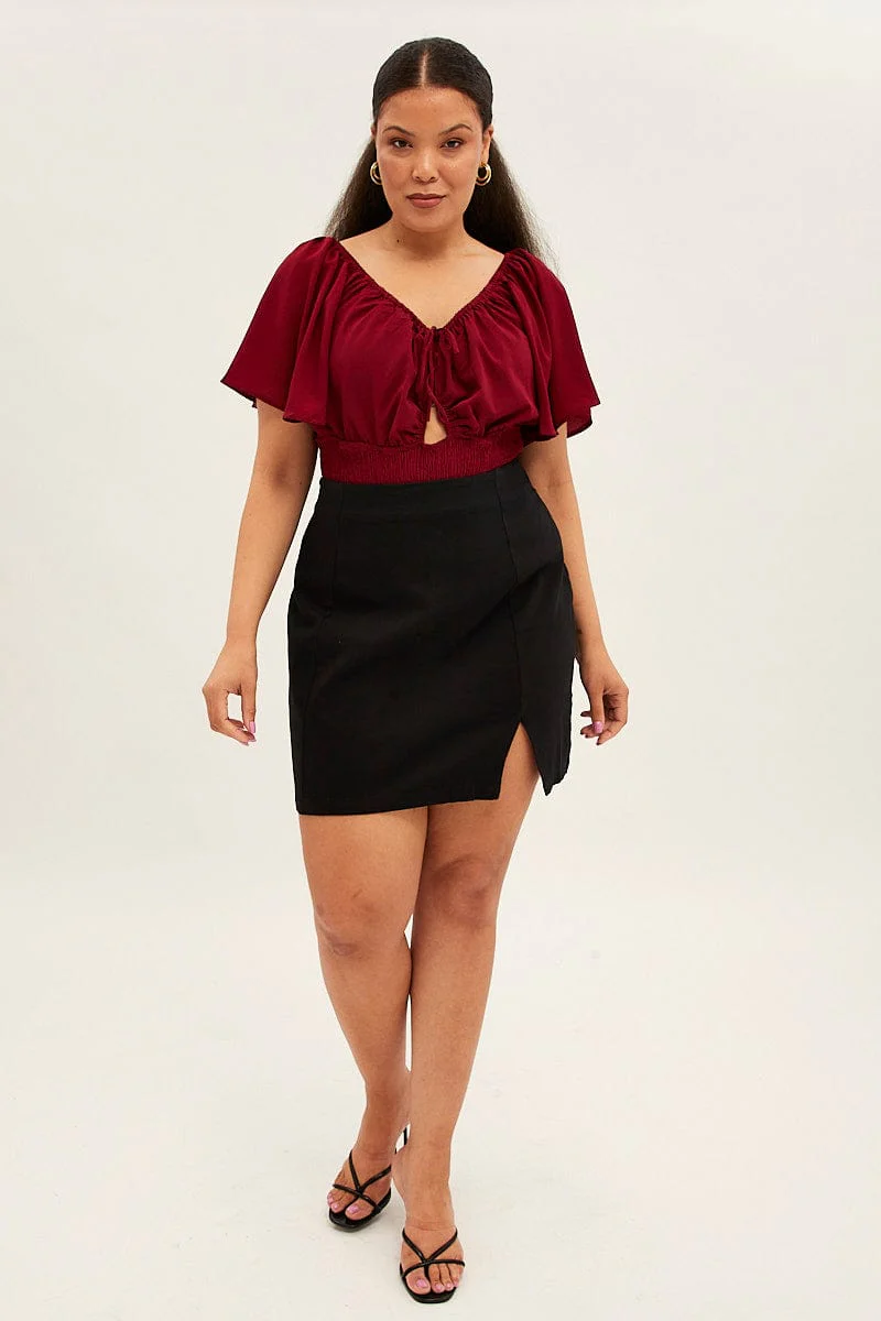 Black Mini Skirt Faux Leather - Image 3