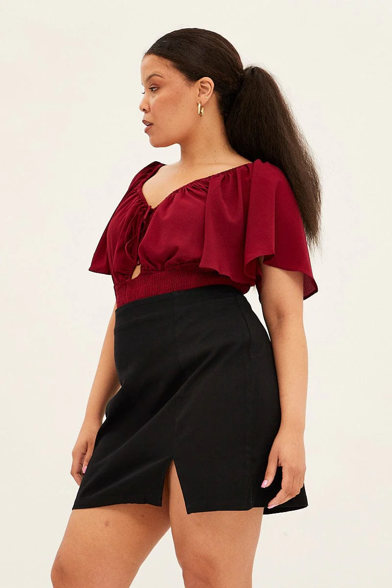 Black Mini Skirt Faux Leather - Image 4