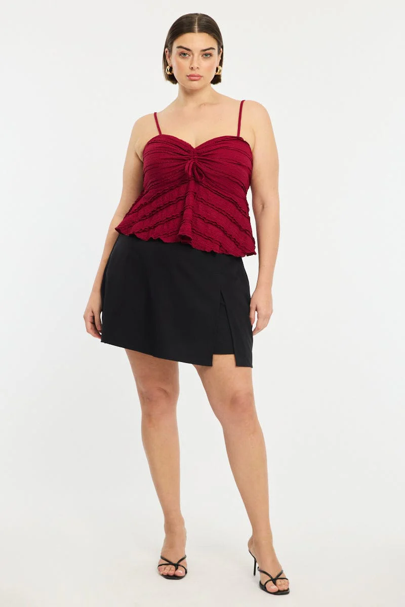 Black Mini Skirt Shorts Inserted Side Slit - Image 3
