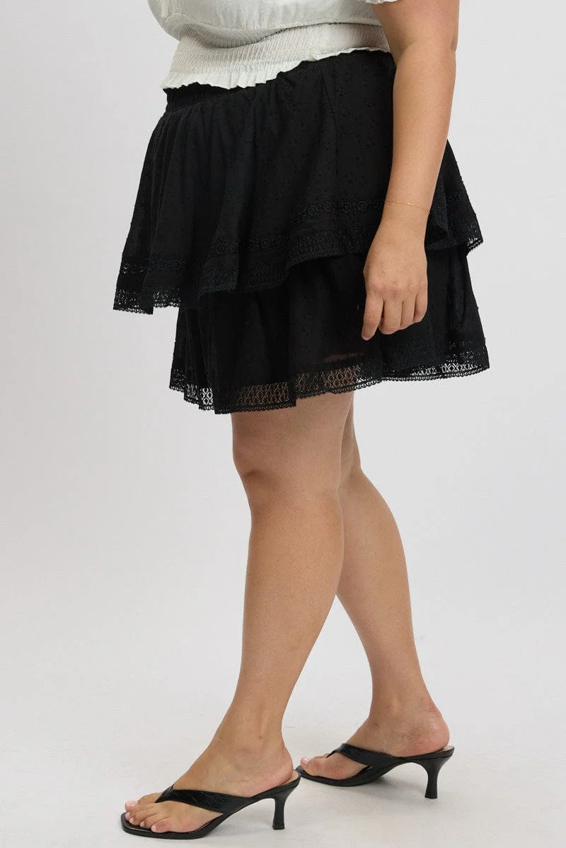 Black Mini Skirt Tiered - Image 4