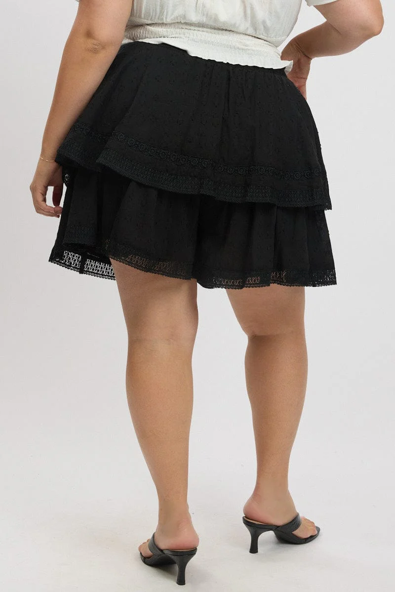 Black Mini Skirt Tiered - Image 5