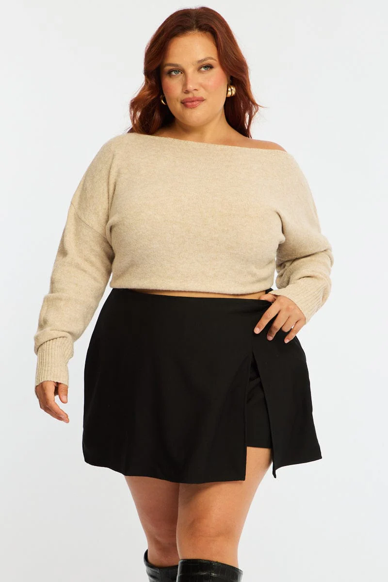 Black Mini Skort Side Split - Image 2