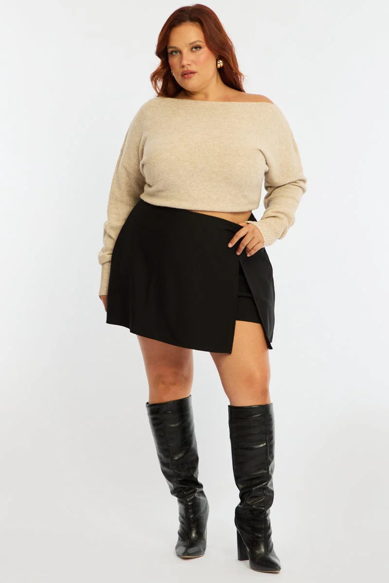 Black Mini Skort Side Split - Image 3