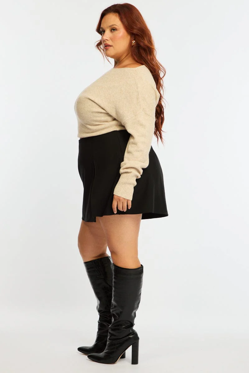 Black Mini Skort Side Split - Image 5