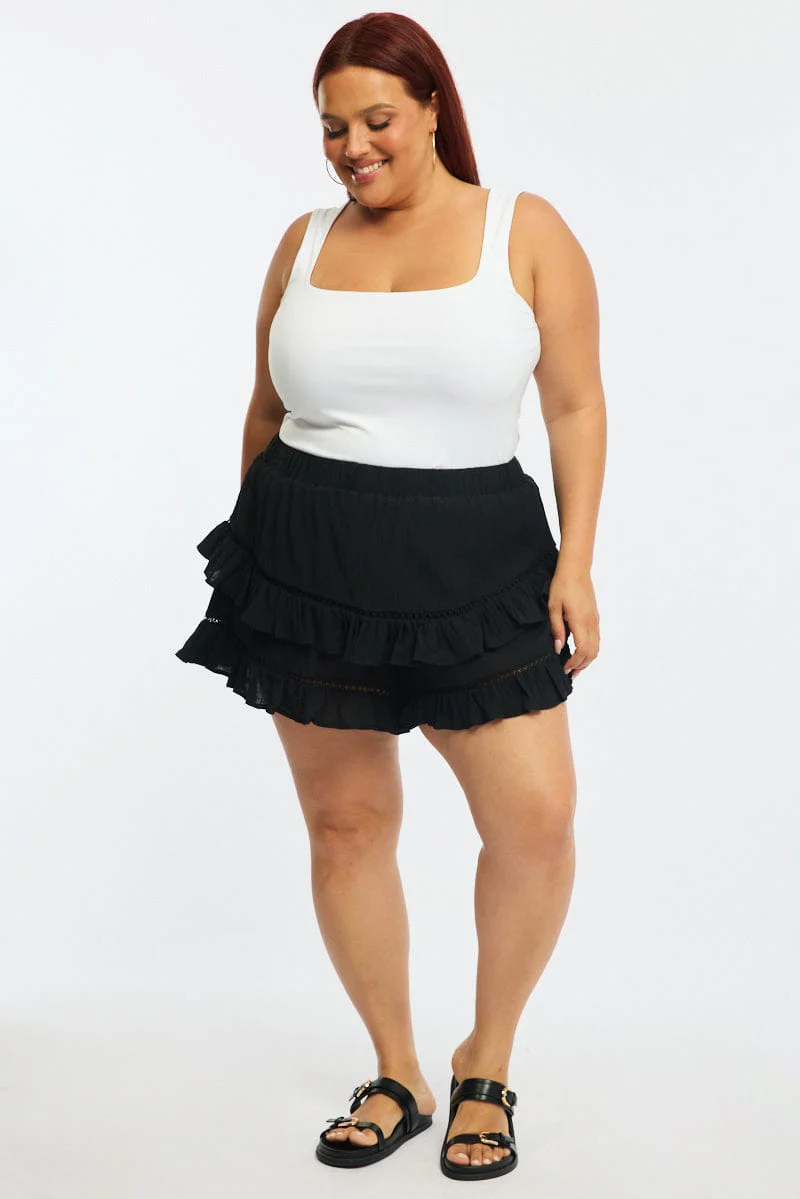 Black Mini Skorts Ruffle - Image 3