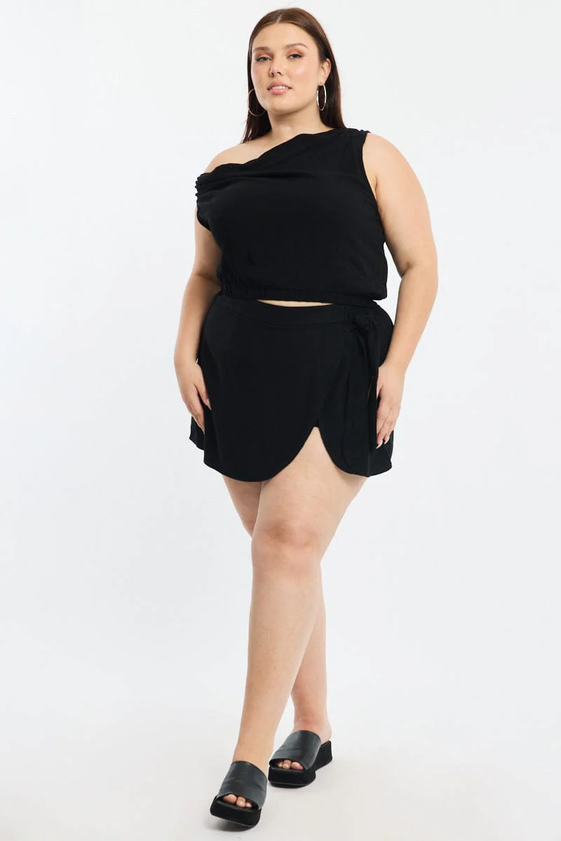 Black Off Shoulder Top Linen Blend - Image 3