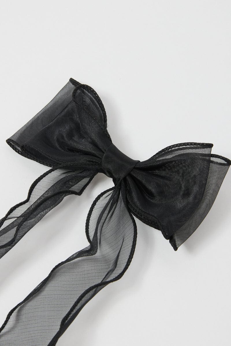 Black Organza Bow Hair Clips - Image 2
