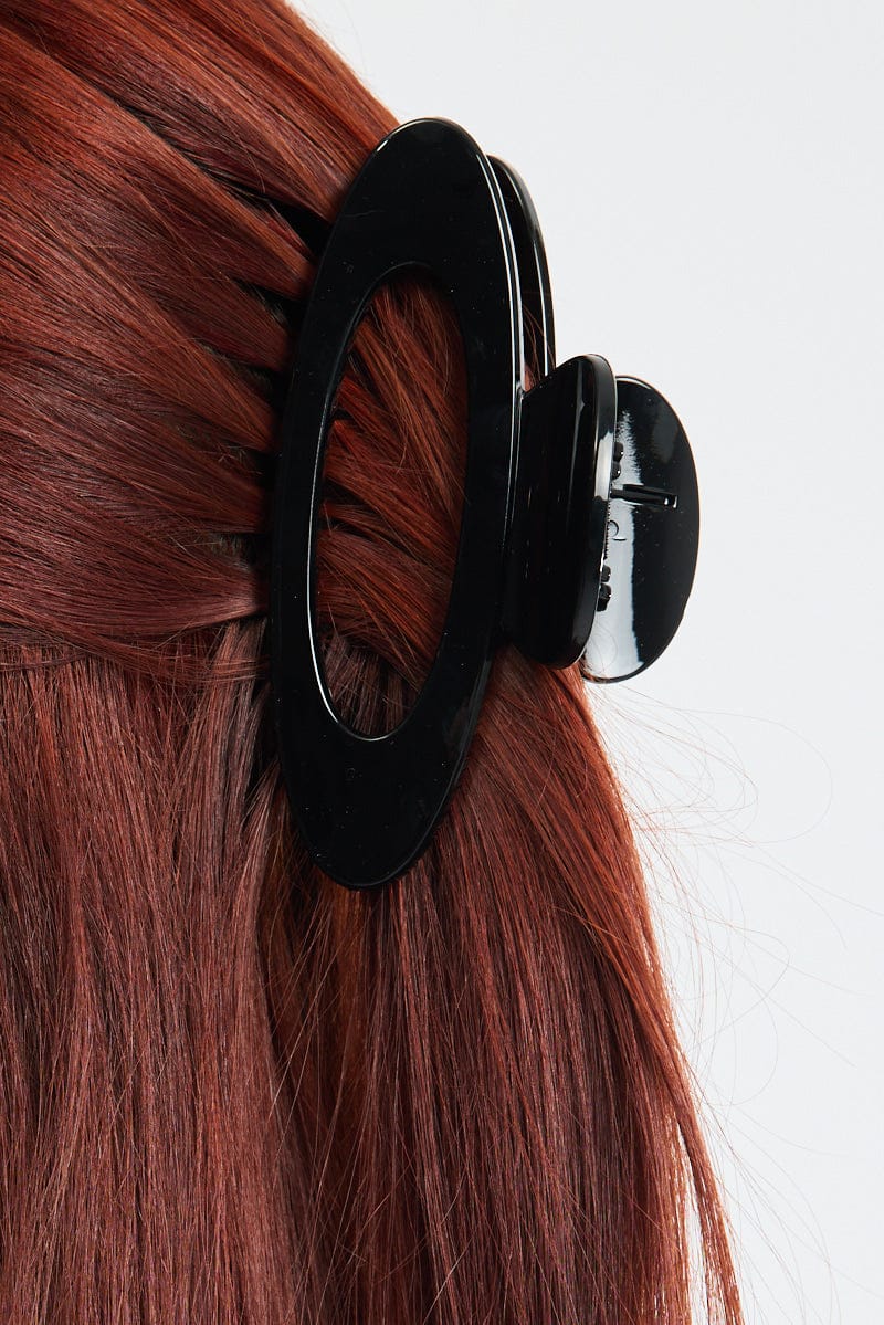 Black Oval Hair Claw Clip - Image 2