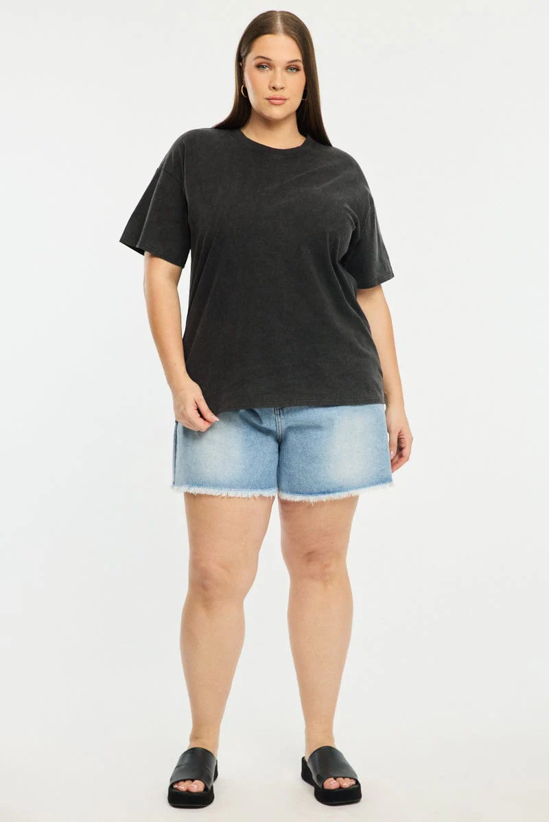 Black Oversize T-shirt Short Sleeve Crew Neck - Image 2