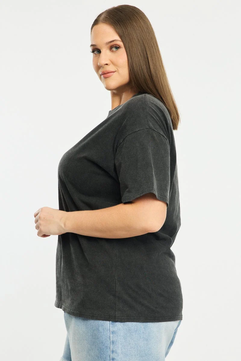 Black Oversize T-shirt Short Sleeve Crew Neck - Image 3