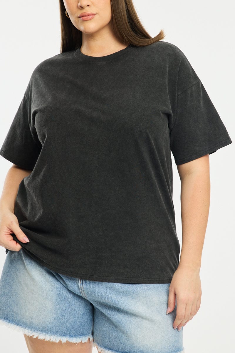 Black Oversize T-shirt Short Sleeve Crew Neck - Image 5