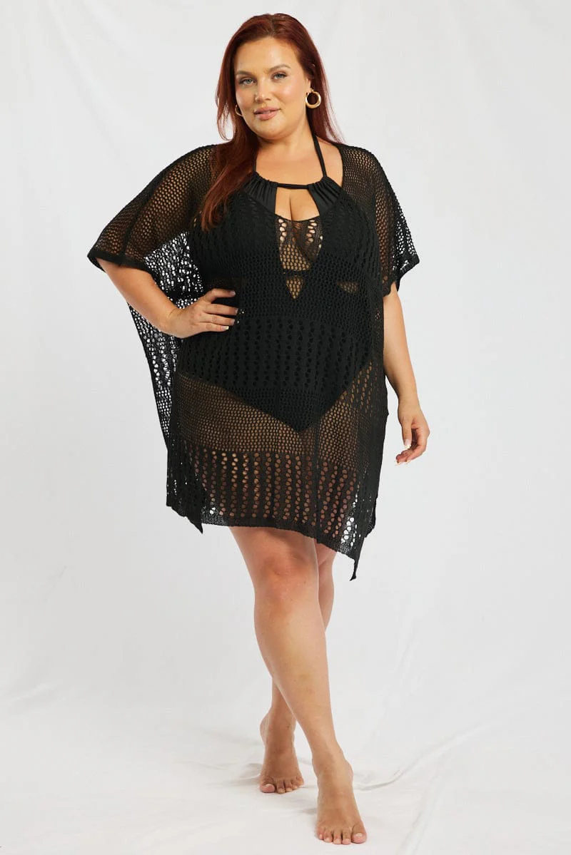 Black Oversized Beach Dress Cover Up - Image 2