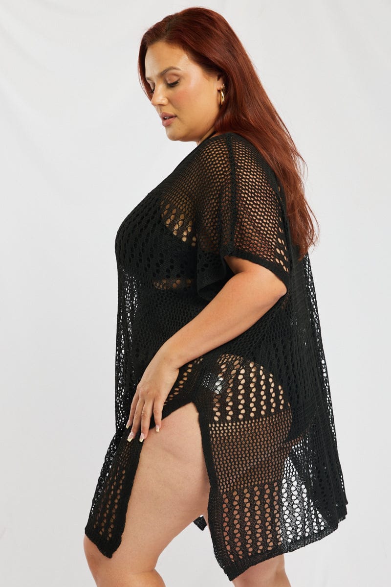 Black Oversized Beach Dress Cover Up - Image 3