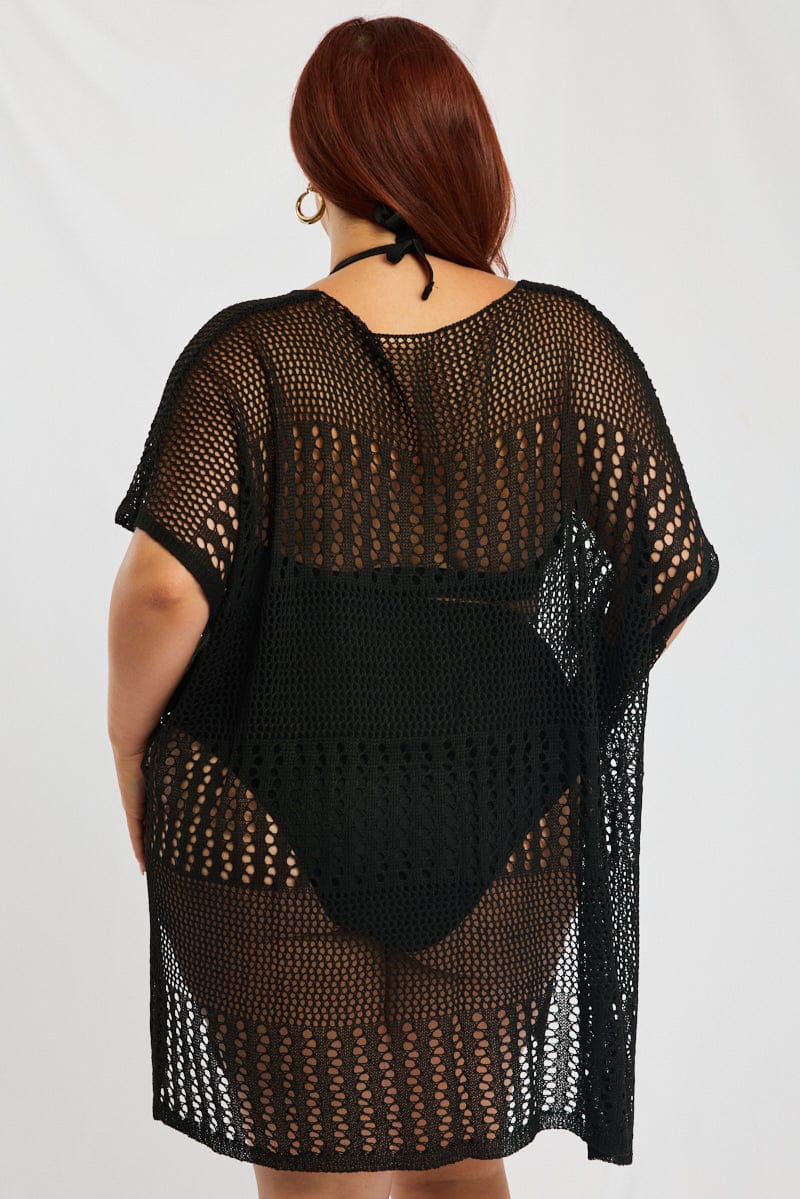 Black Oversized Beach Dress Cover Up - Image 4