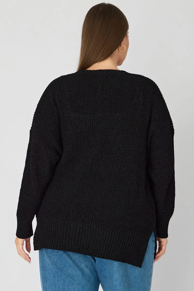 Black Oversized Cardigan Long Sleeve Chenille - Image 5