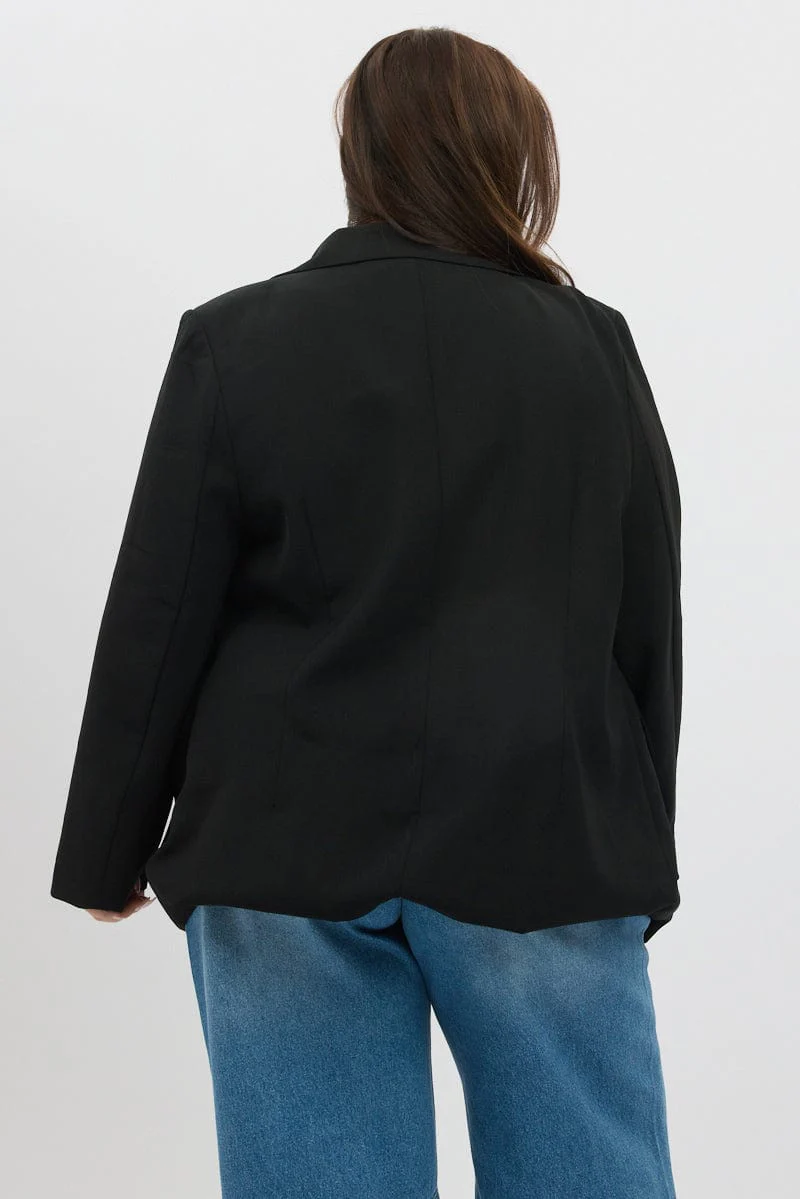Black Oversized Lined Two Button Blazer - Image 5