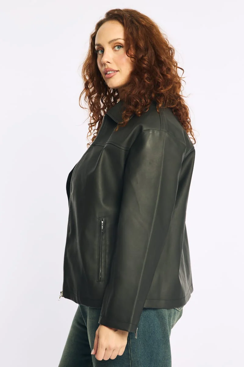 Black Oversized Pu Jacket - Image 4