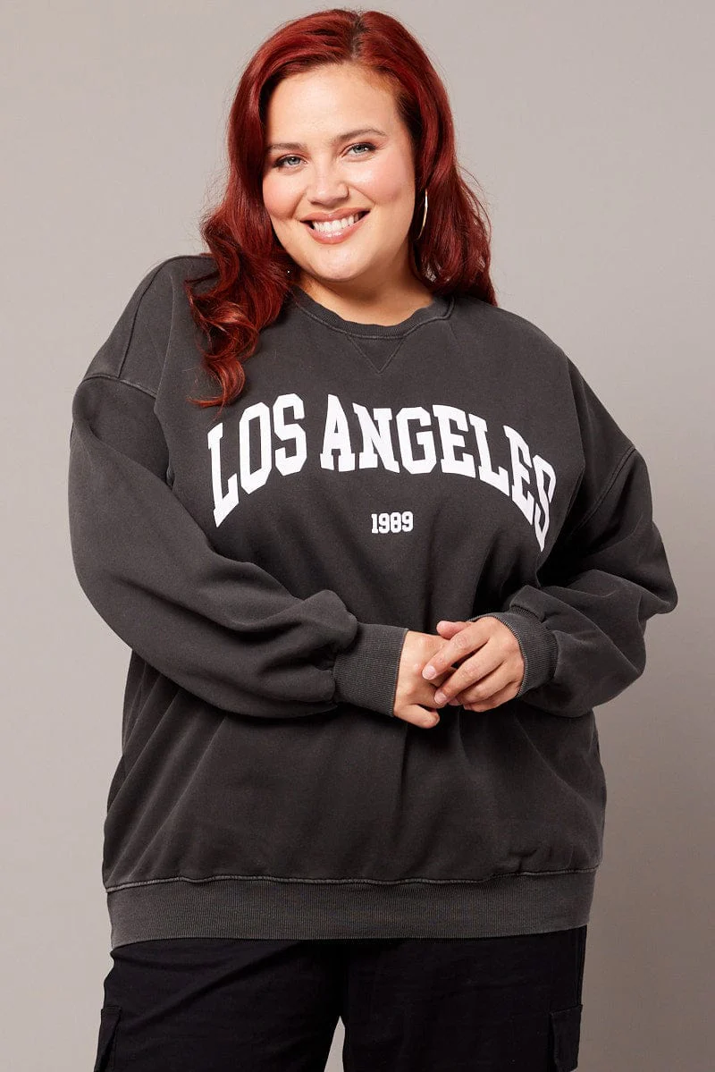 Black Oversized Sweater Long Sleeve Crew Neck - Image 3