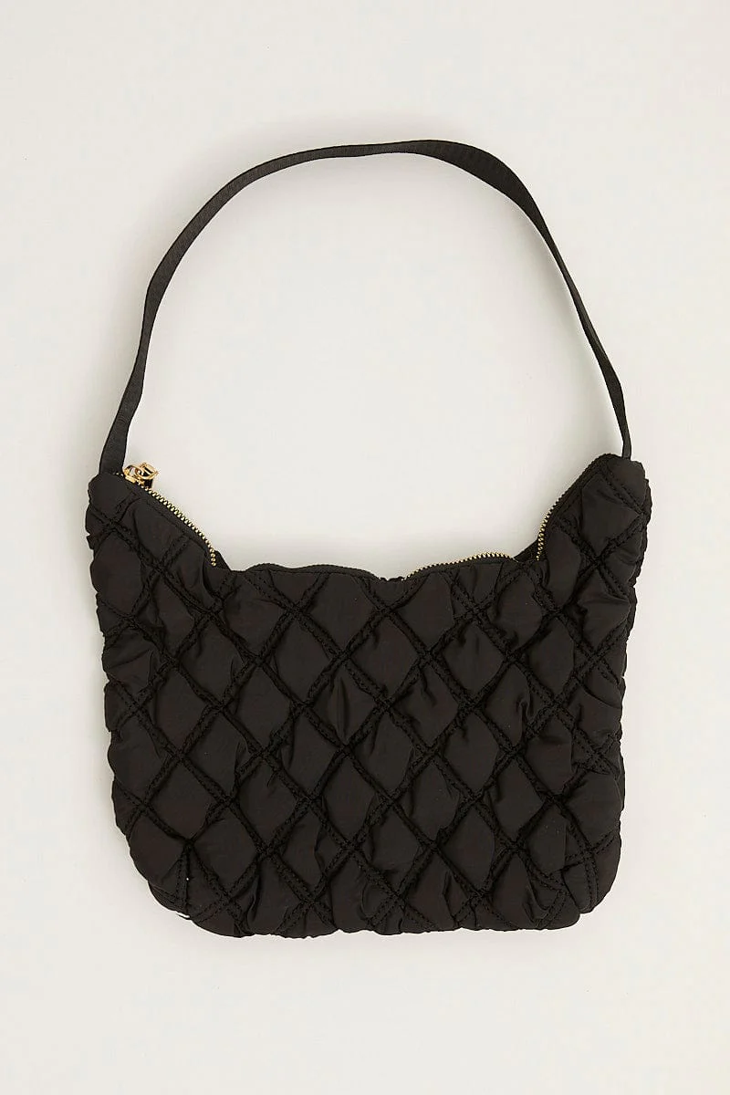 Black Padded Shoulder Bag - Image 2