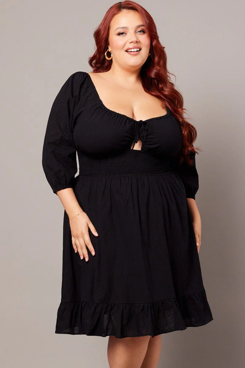 Black Peephole Minidress - Image 2