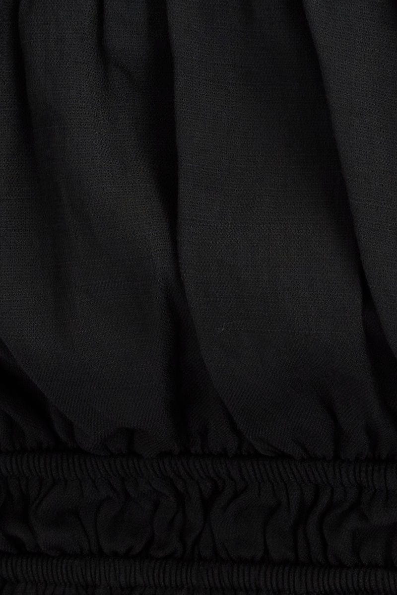 Black Peplum Top Short Sleeve Ruched Bust - Image 6