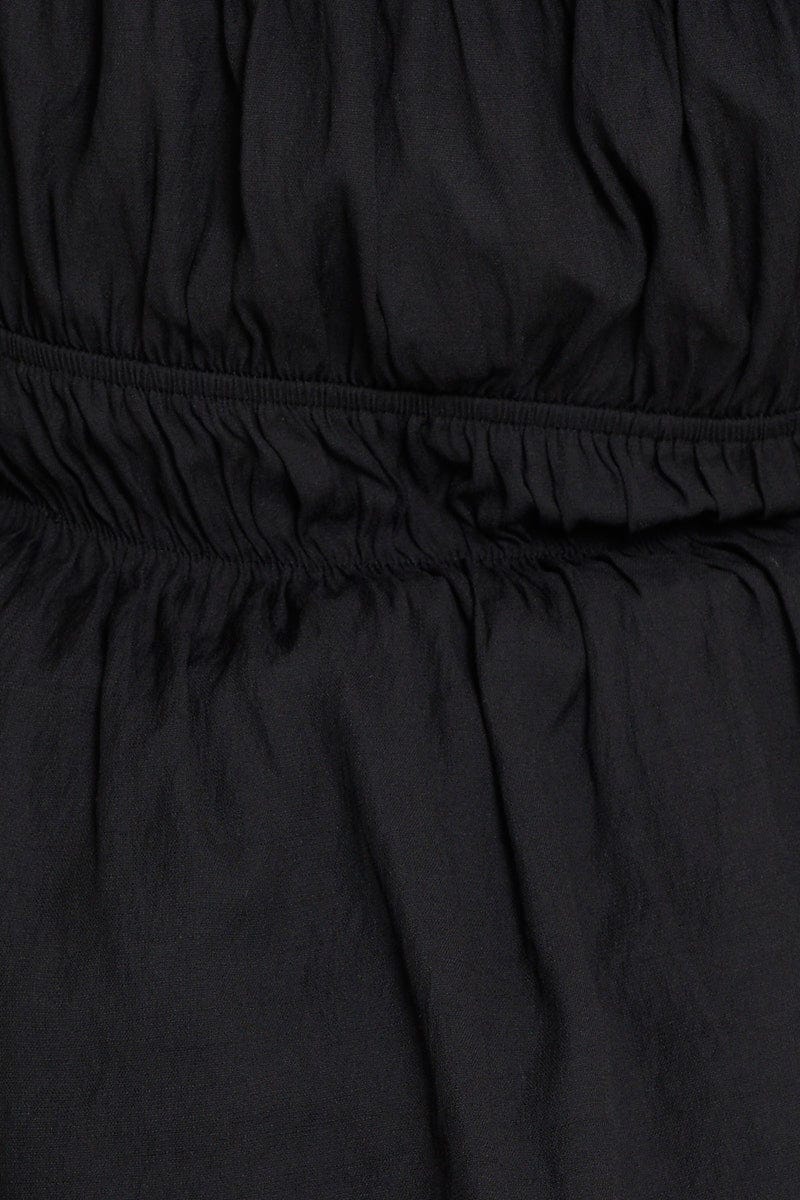 Black Peplum Top Short Sleeve Ruched - Image 6
