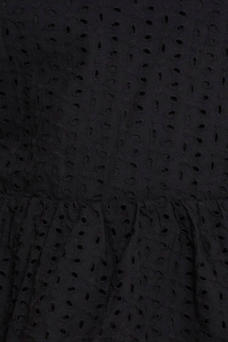 Black Peplum Top Sleeveless Broderie - Image 6