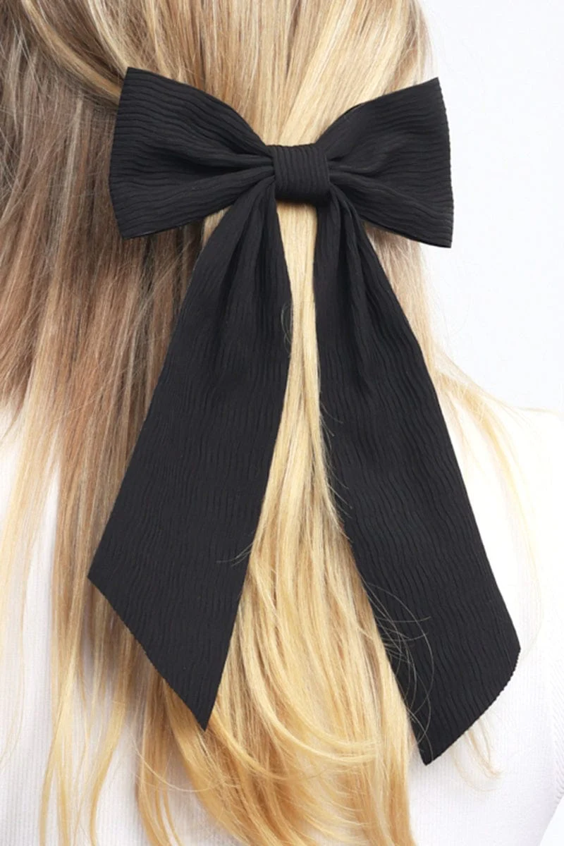 Black Pleated Hair Bow - Image 2