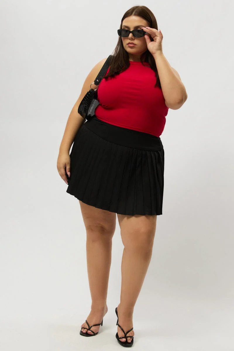 Black Pleated Tennis Skirt with Shorts Underneath - Image 2