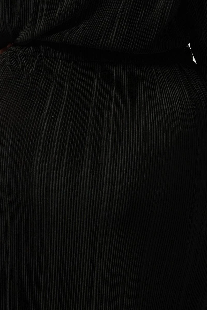 Black Plisse Pleat One Sleeve Dress - Image 6