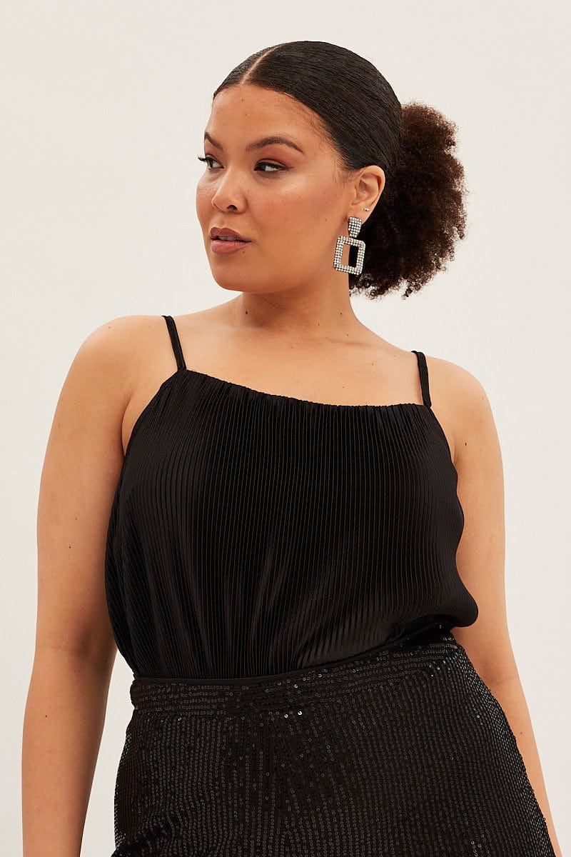Black Plisse Top Sleeveless - Image 3