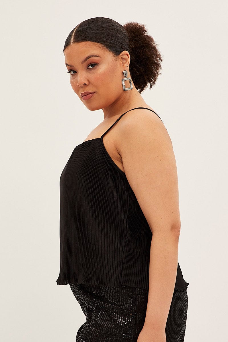 Black Plisse Top Sleeveless - Image 4