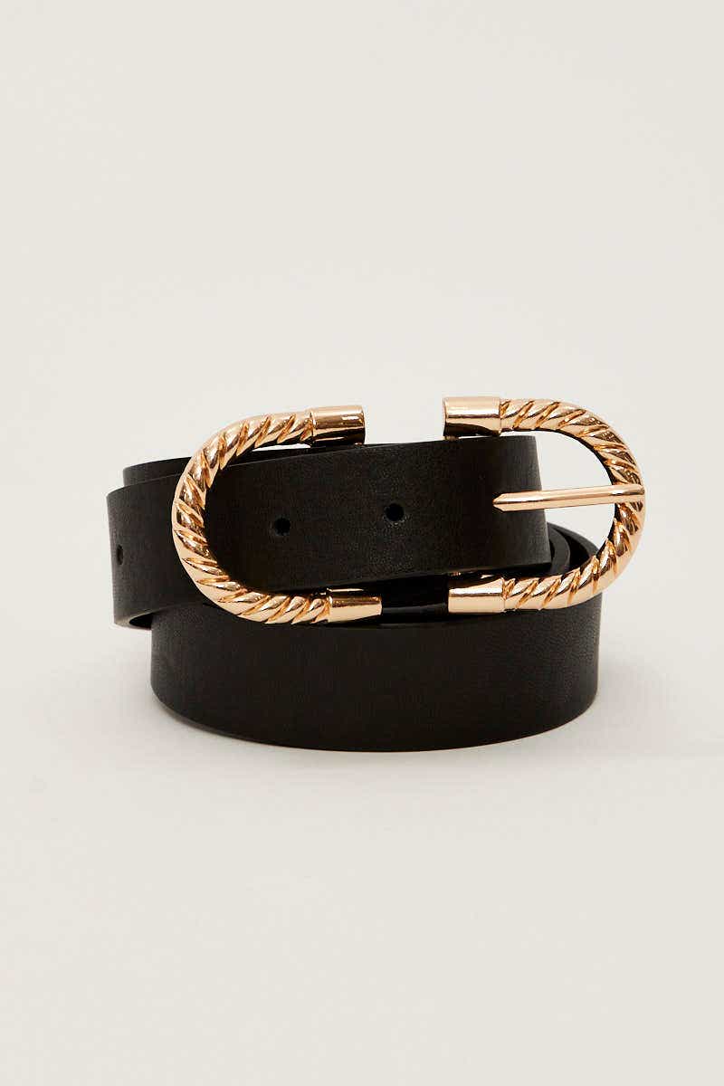 Black Plus Horseshoe Buckle Belt