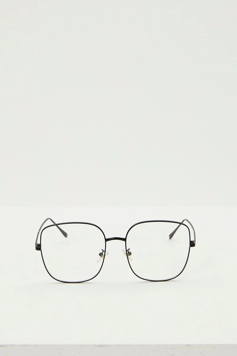 Black Plus Square Blue Light Filter Glasses - Image 3