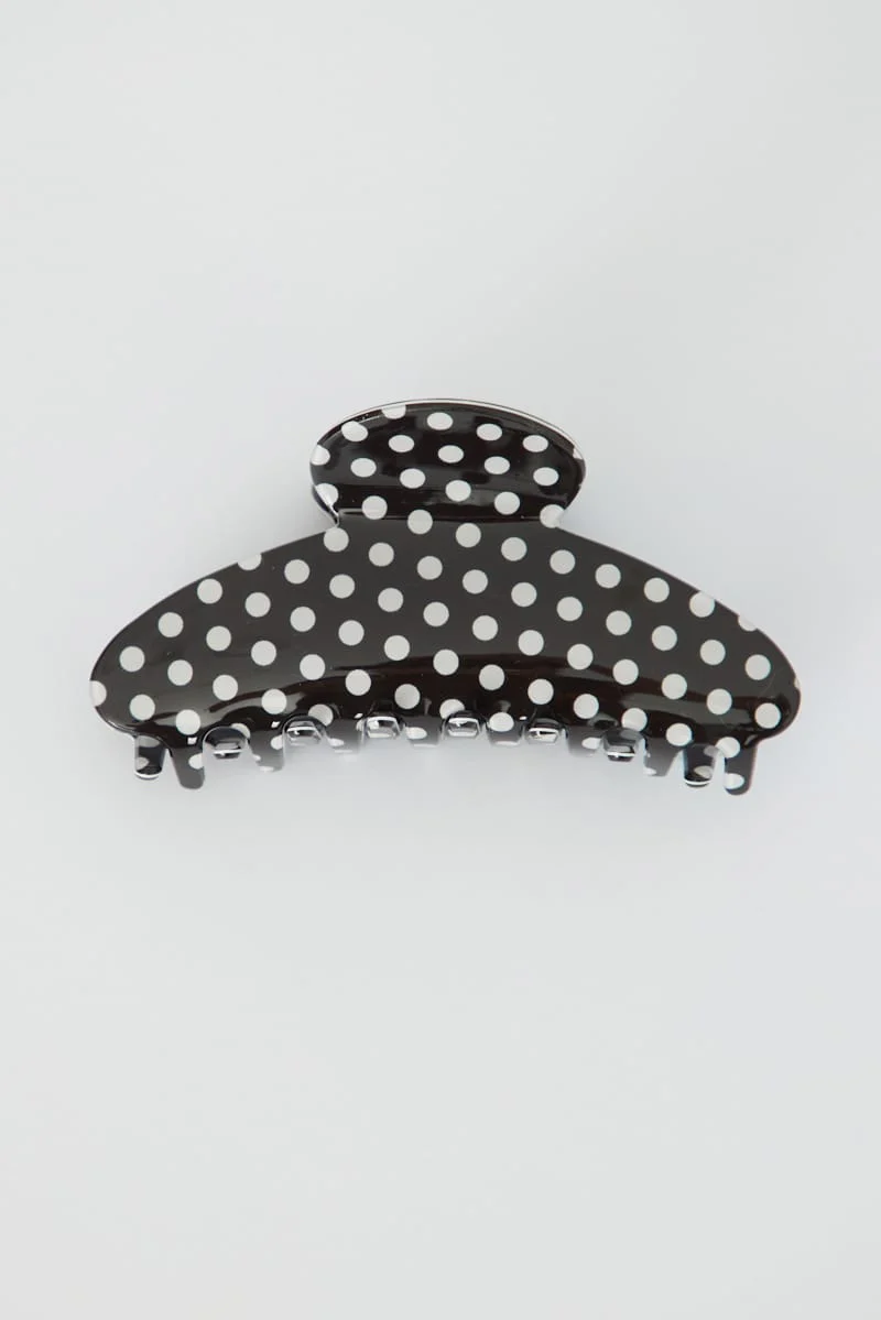 Black Polka Dot Hair Claw Clip