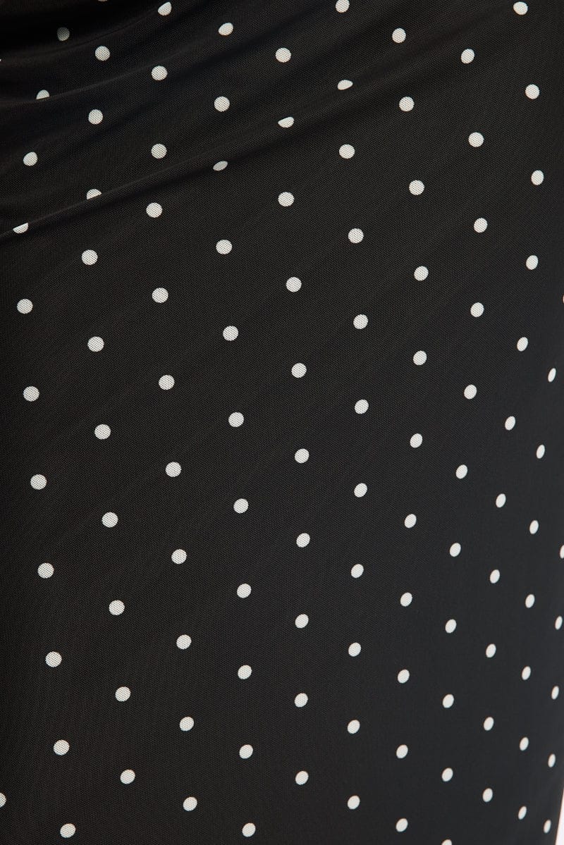 Black Polka Dot Maxi Skirt Mesh - Image 5
