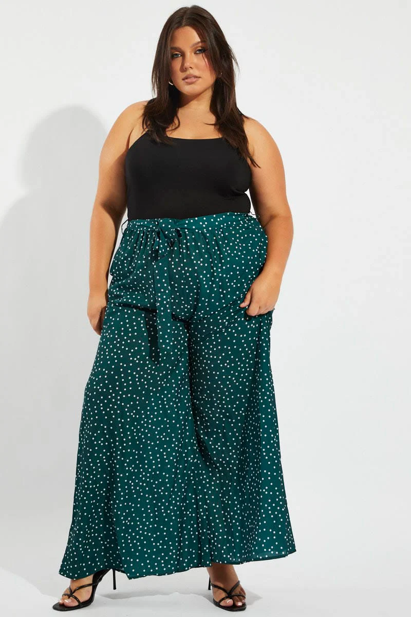 Black Polka Dot Sleeveless Jumpsuit Tie Waist Wide Leg - Image 2