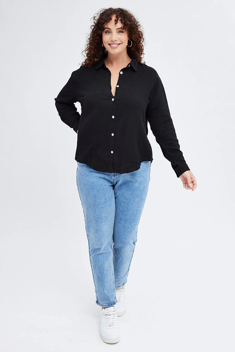 Black Relaxed Shirt Long Sleeve - Image 2