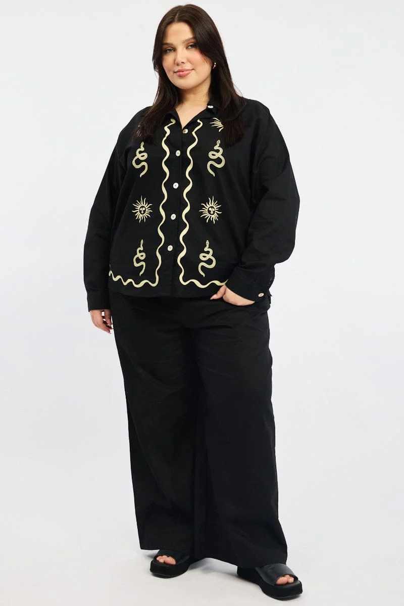 Black Relaxed Shirt Long Sleeve - Image 2