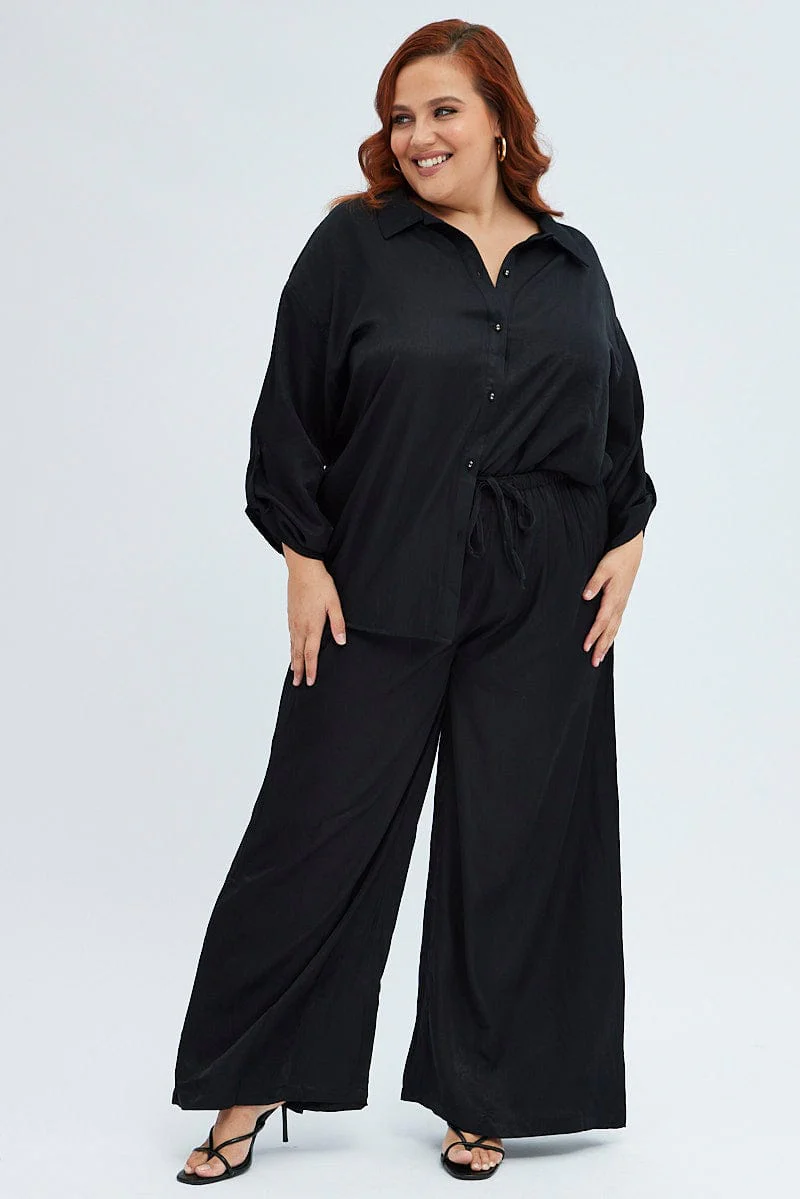 Black Relaxed Shirt Long Sleeve - Image 2