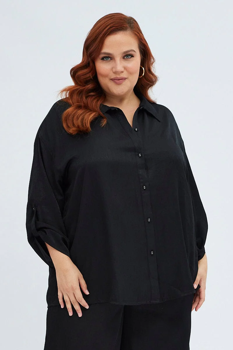Black Relaxed Shirt Long Sleeve - Image 3
