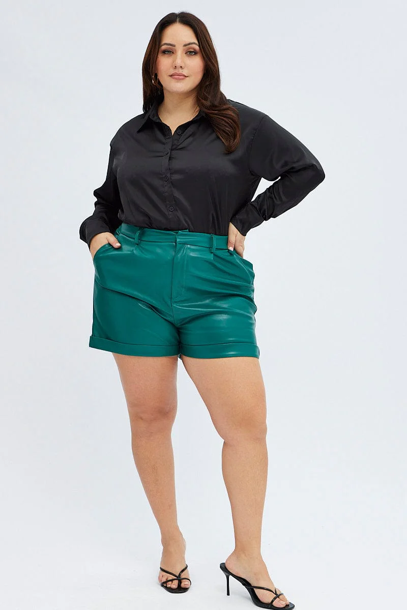 Black Relaxed Shirt Long Sleeve Satin - Image 2