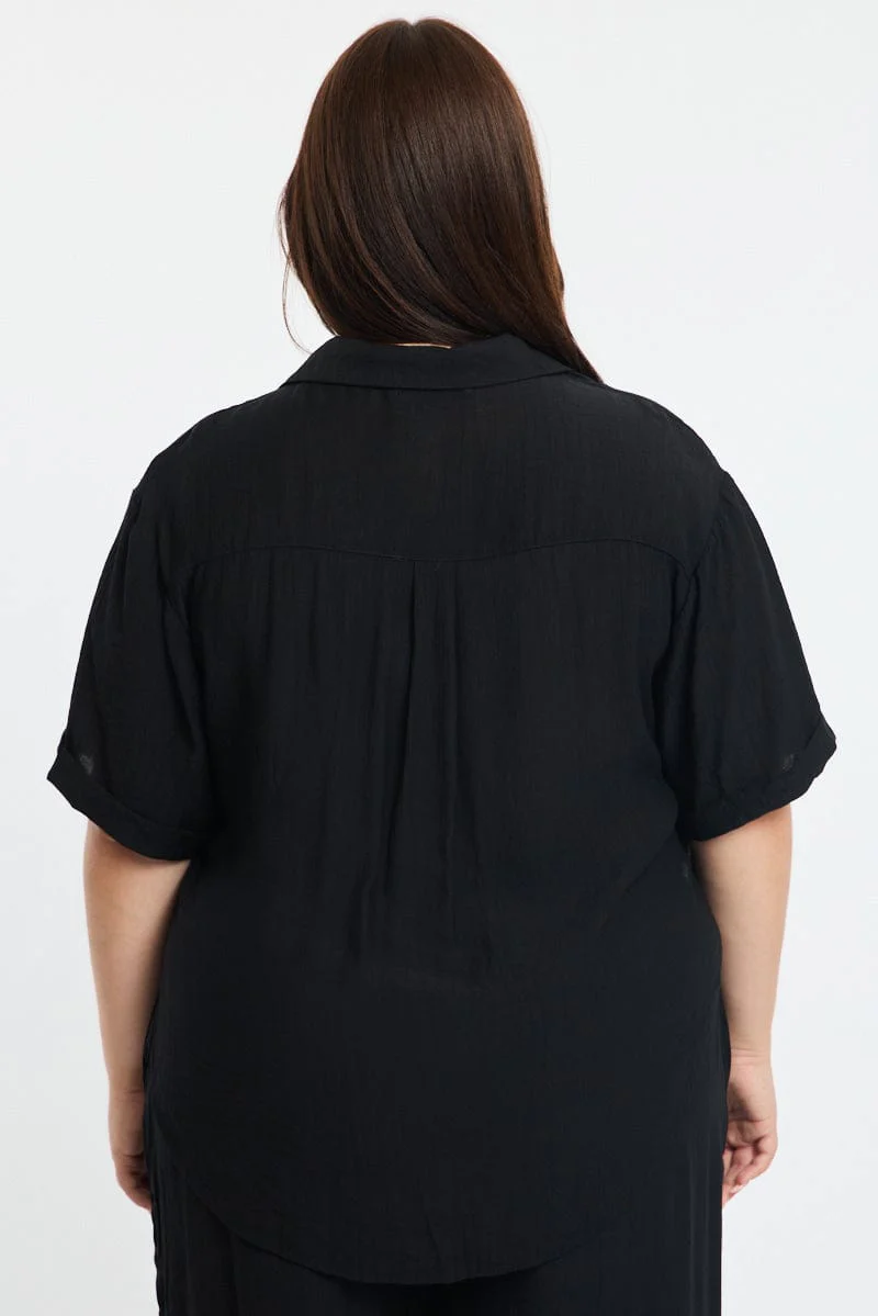 Black Relaxed Shirt Short Sleeve - Image 4