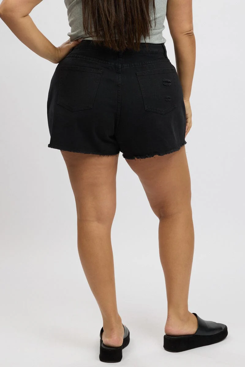 Black Relaxed Shorts High Rise - Image 5