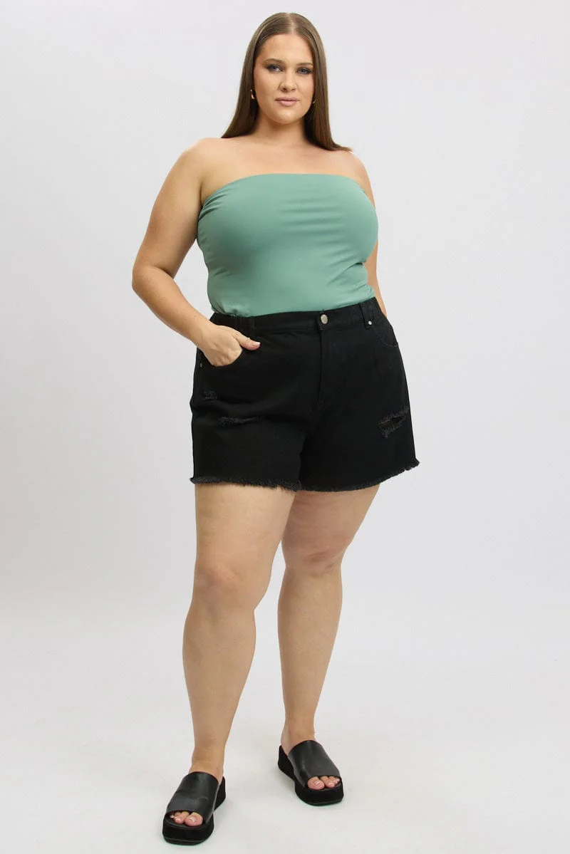 Black Relaxed Shorts High Rise - Image 2