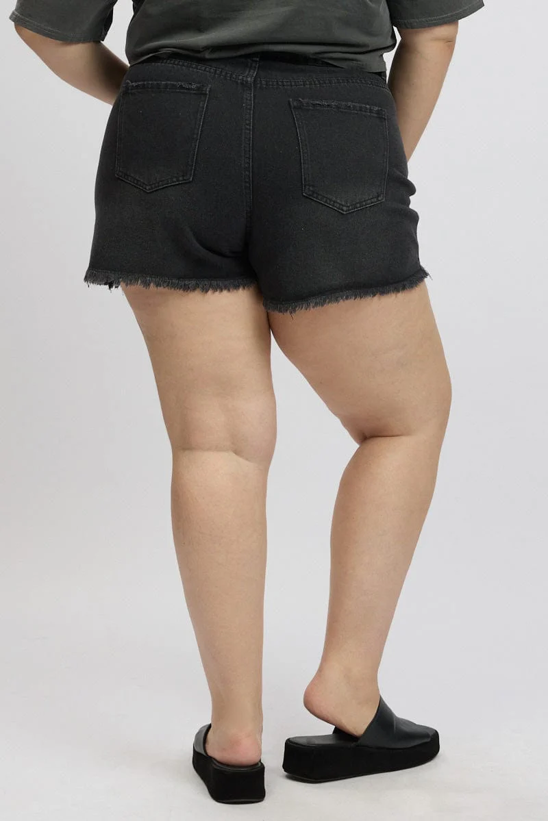Black Relaxed Shorts High Rise - Image 5