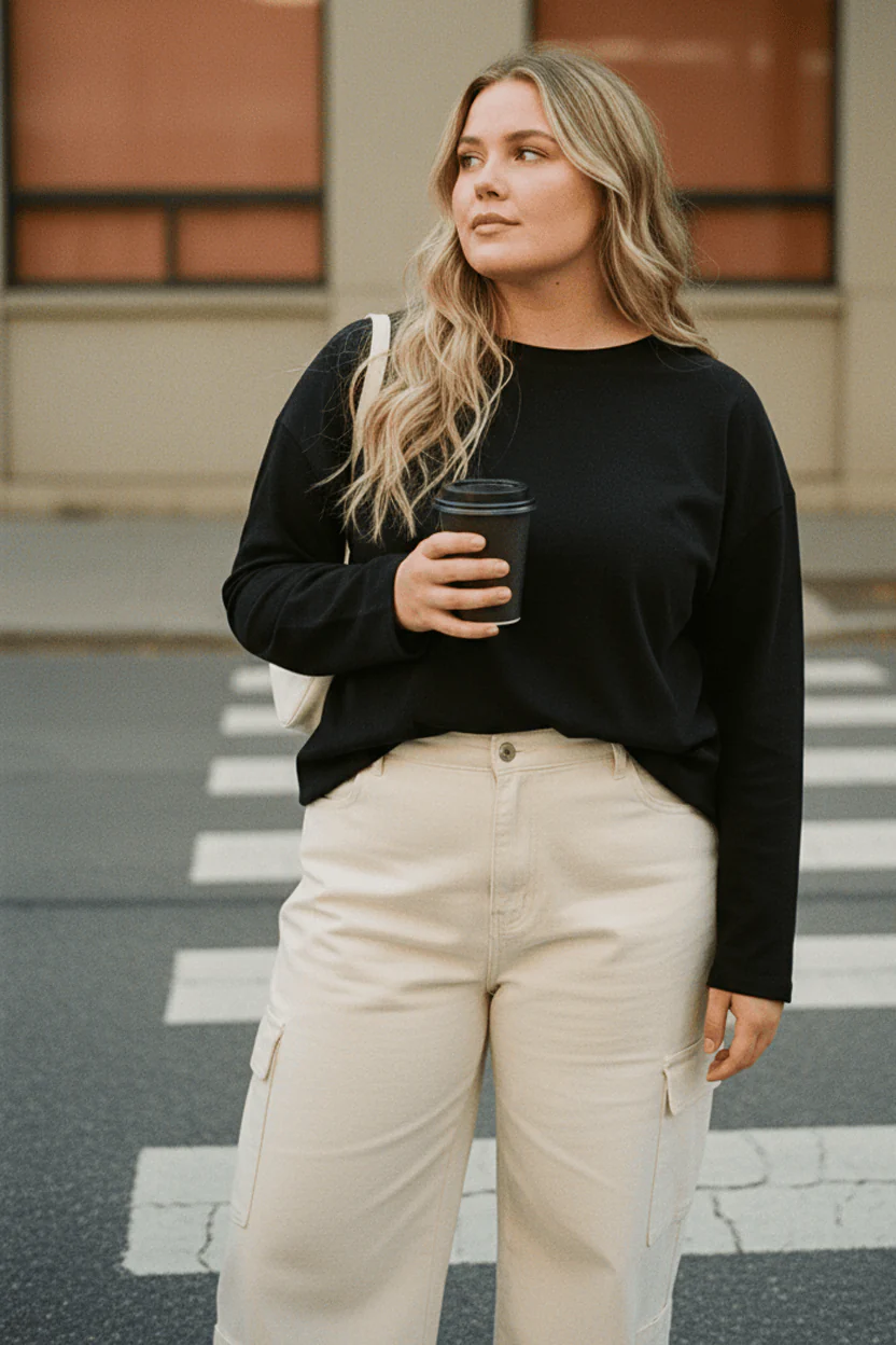 Black Relaxed T-shirt Long Sleeve